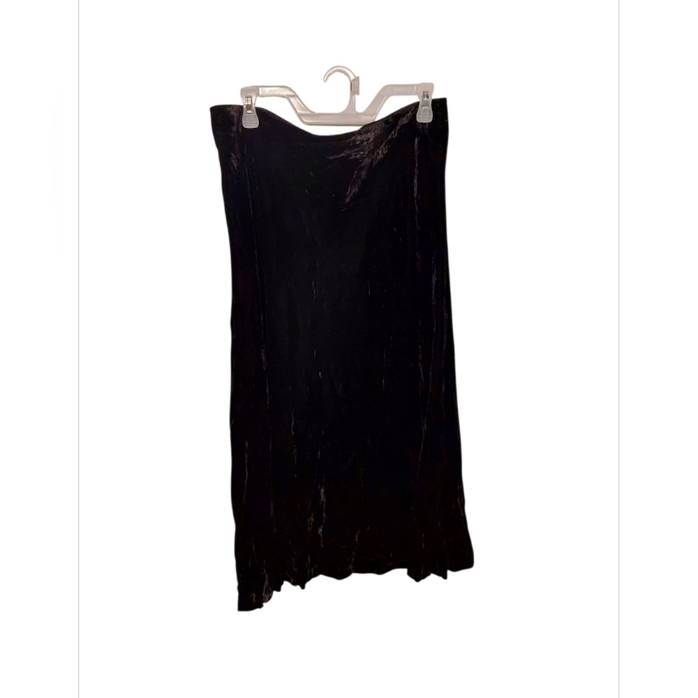 J. Jill Black Velvet Midi Maxi Skirt 14 Petite Whimsigoth Y2K Fairy Grunge Boho